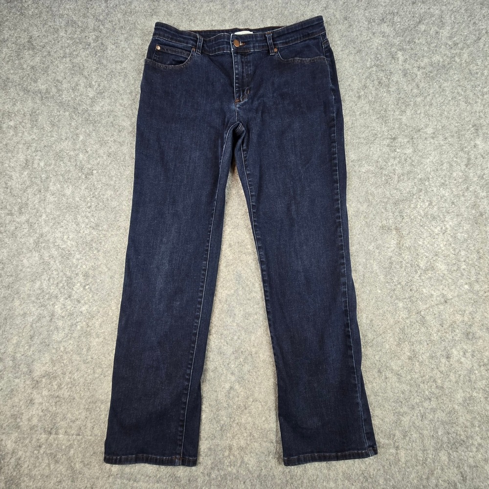 Eileen Fisher Petite Straight Leg Jeans Dark‎ Wash Organic Cotton Indigo 12P